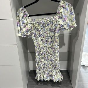 Floral smocked mini dress